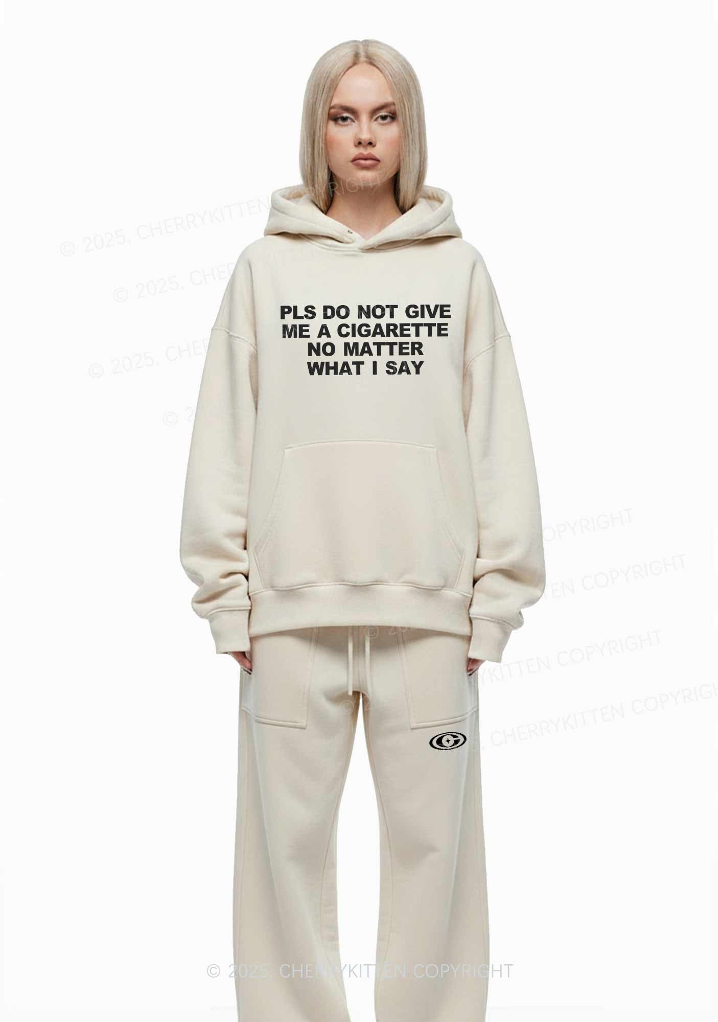 Dont Give Me Cigarette Y2K Fleece Hoodie Set Cherrykitten