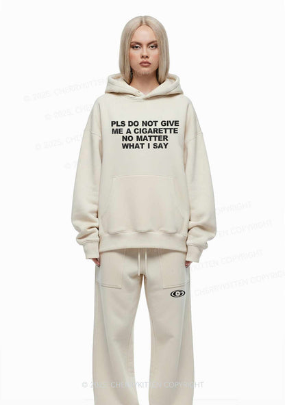 Dont Give Me Cigarette Y2K Fleece Hoodie Set Cherrykitten
