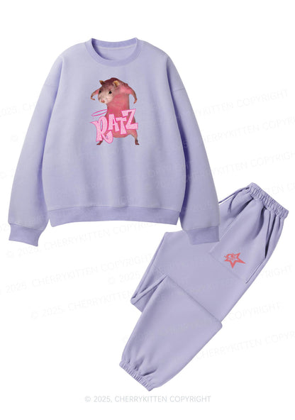 Pink Ratz Y2K Fleece Sweatshirts Set Cherrykitten