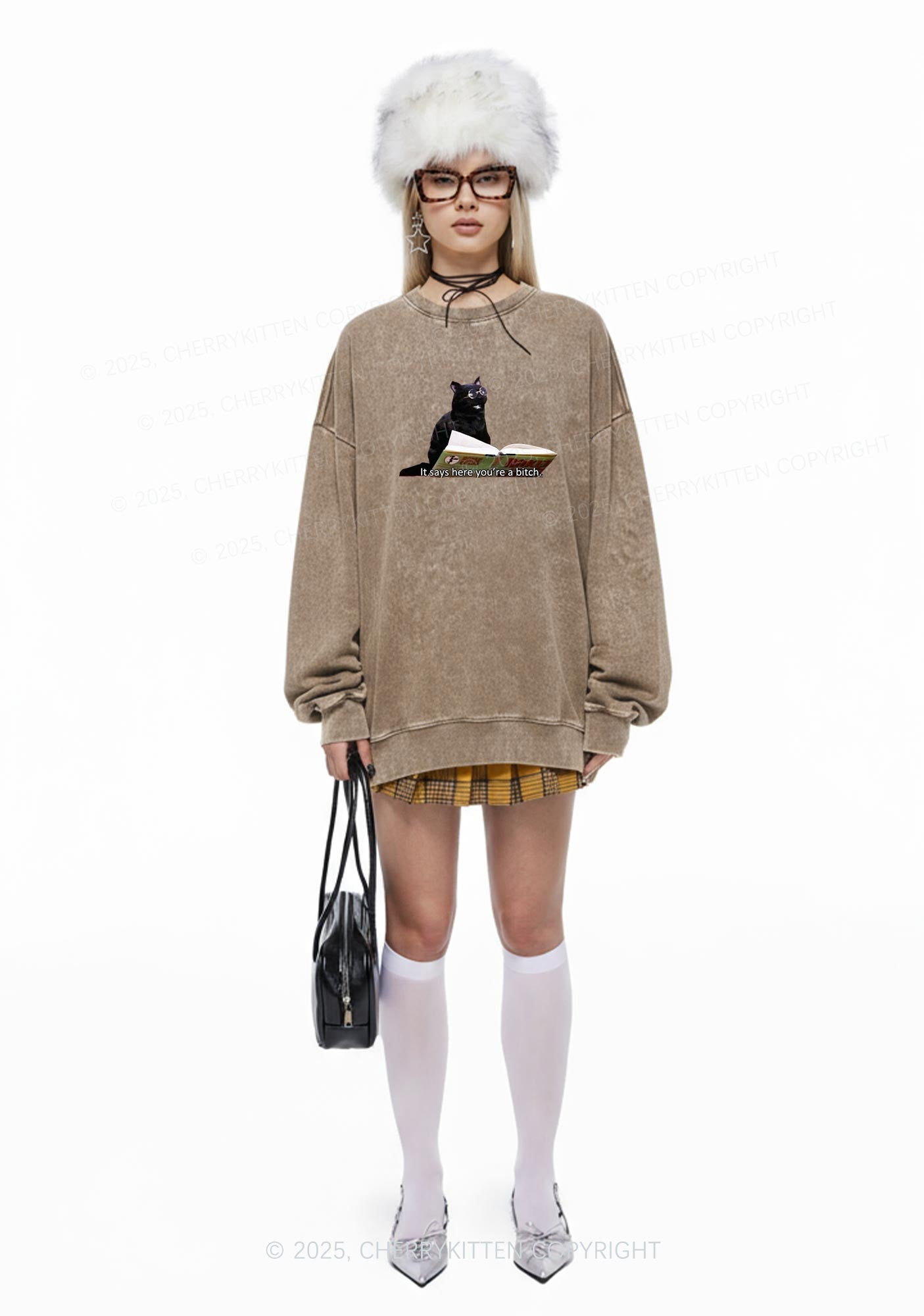 It Says Here Youre A Bixxh Y2K Washed Sweatshirts Cherrykitten