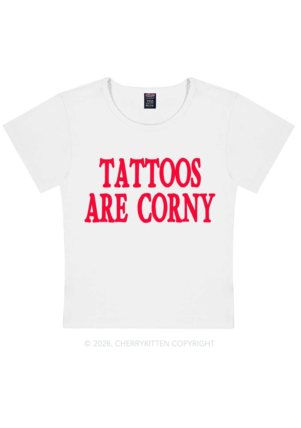 Tattoos Are Corny Y2K Baby Tee Cherrykitten
