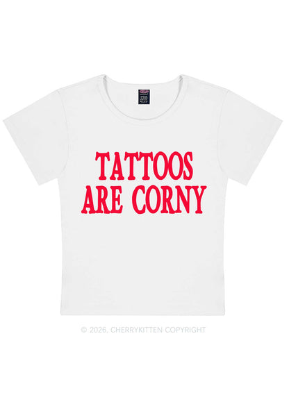 Tattoos Are Corny Y2K Baby Tee Cherrykitten