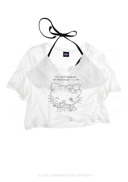 Sorry About Lipgloss Y2K Sheer Crop Tee Cherrykitten