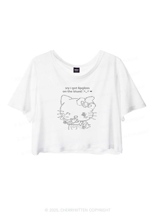 Sorry About Lipgloss Y2K Sheer Crop Tee Cherrykitten