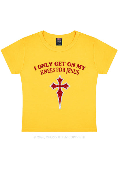 Glitter Get On My Knees For Jesus Y2K Baby Tee Cherrykitten