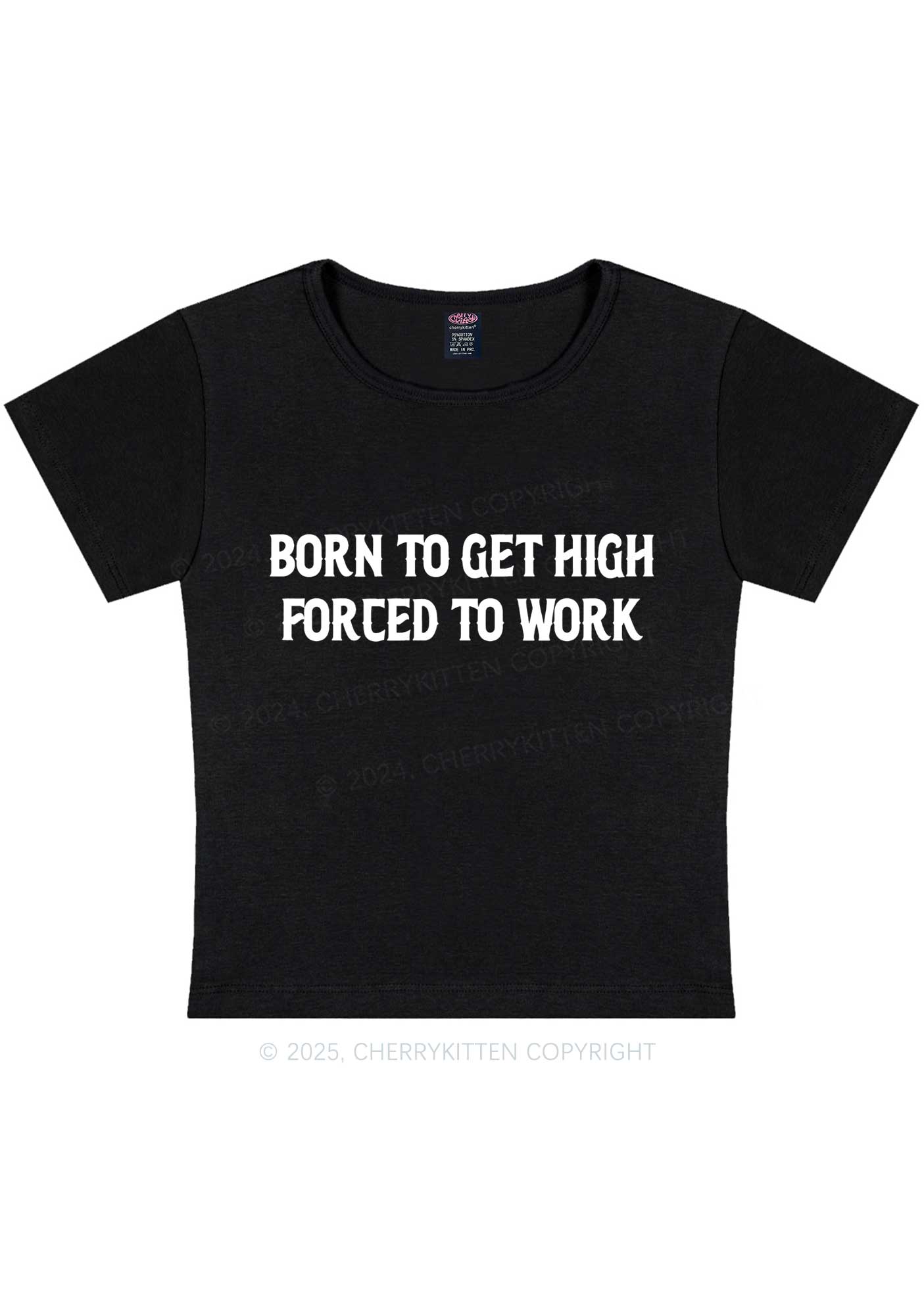 Born To Get High Y2K Baby Tee Cherrykitten