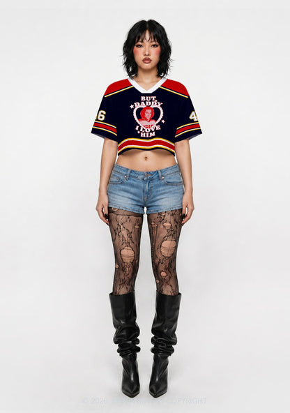 But Daddy I Love Him JT Y2K Crop Sport Jersey Shirts Cherrykitten