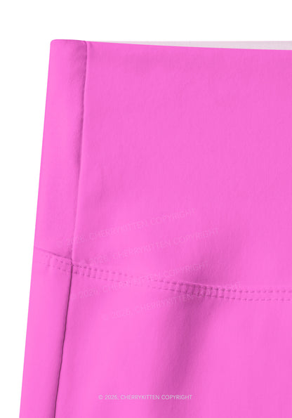 Good Girl On Hot Pink Y2K Print Gym Shorts Cherrykitten