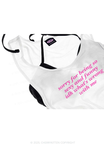 Sorry For Being So Funny Y2K Sheer Boyfriend Tank Cherrykitten