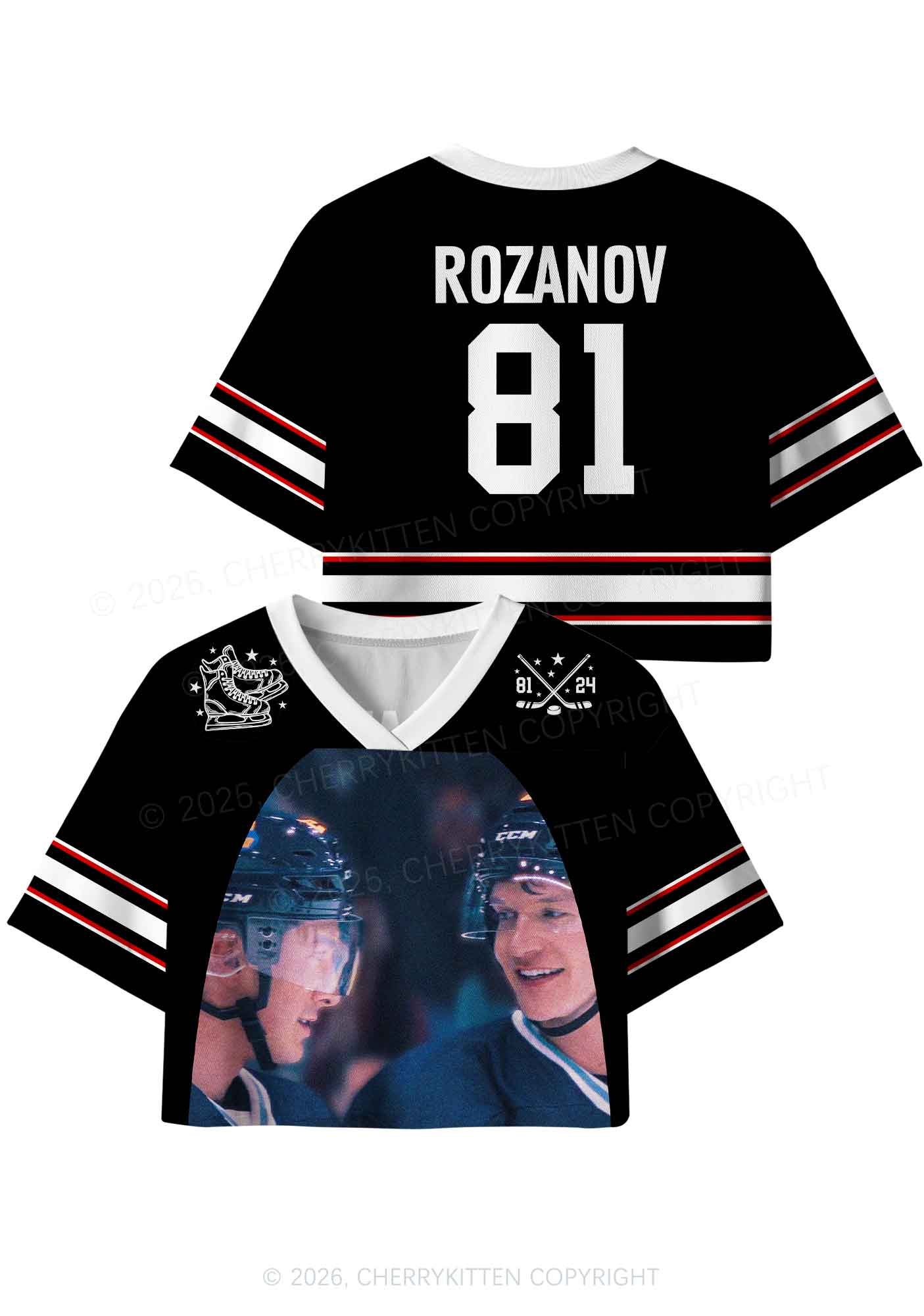 Blue Gaze HR Y2K Crop Sport Jersey Shirts Cherrykitten