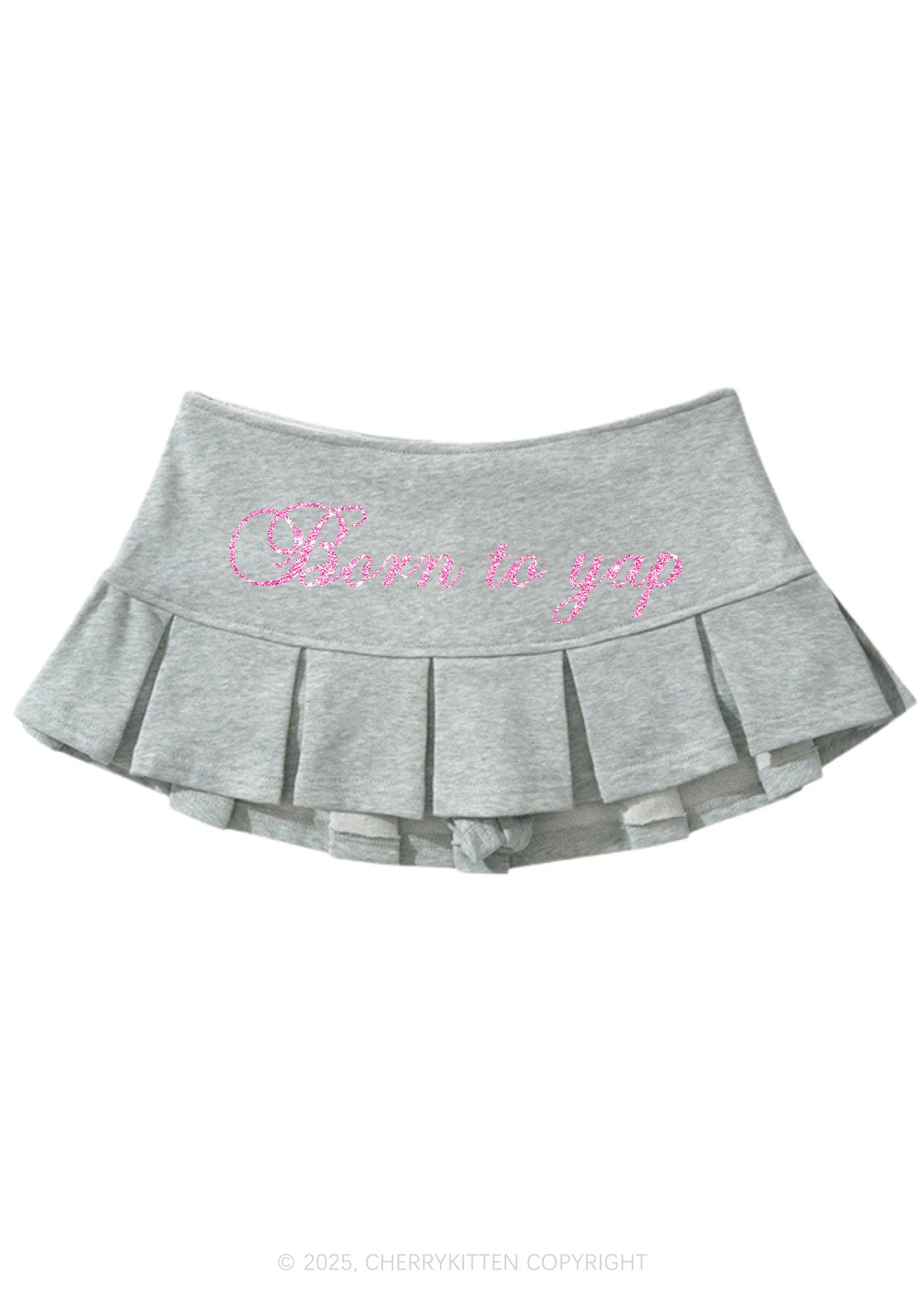 Glitter Born To Yap Y2K Mini Pleated Skirts Cherrykitten