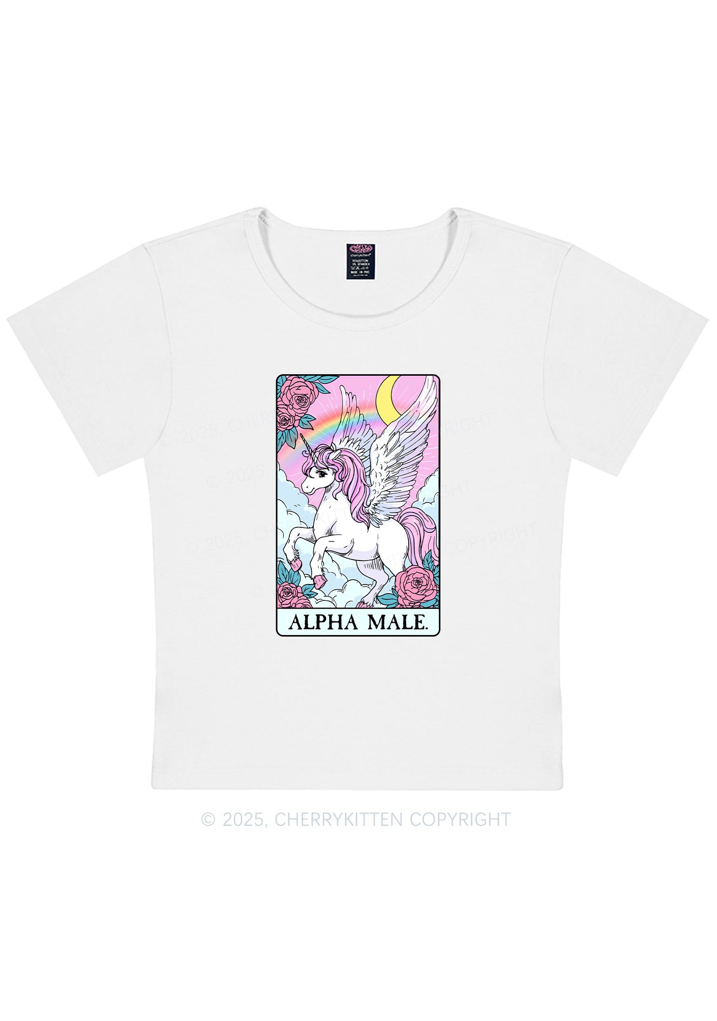 Rose Unicorn Alpha Male Y2K Baby Tee Cherrykitten