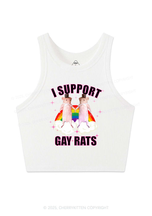 Support Gay Rats Pride Y2K Crop Tank Top Cherrykitten