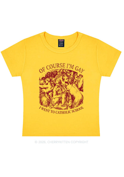 Of Course Im Gay l Pride Y2K Baby Tee Cherrykitten