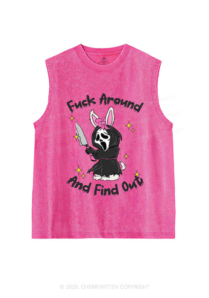 Halloween Fxxk Around Find Out Y2K Washed Muscle Tank Cherrykitten
