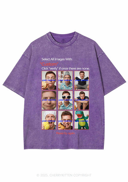 Custom Photo Verification Code Y2K Shirts Washed Tee Cherrykitten