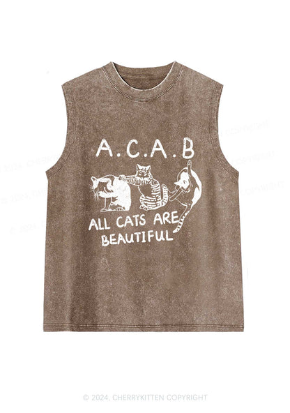 ACAB Cats Y2K Washed Tank Cherrykitten