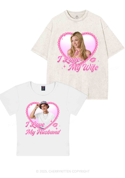 Custom Love My Wife Photo Y2K Valentine's Day Couple Shirt Cherrykitten