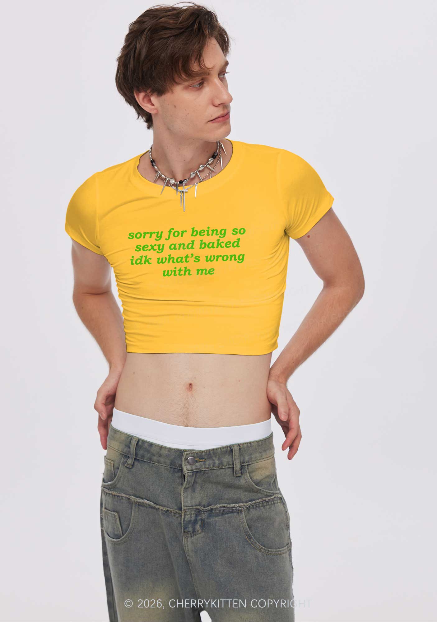 Sorry For Being So Baked Y2K Baby Tee Cherrykitten
