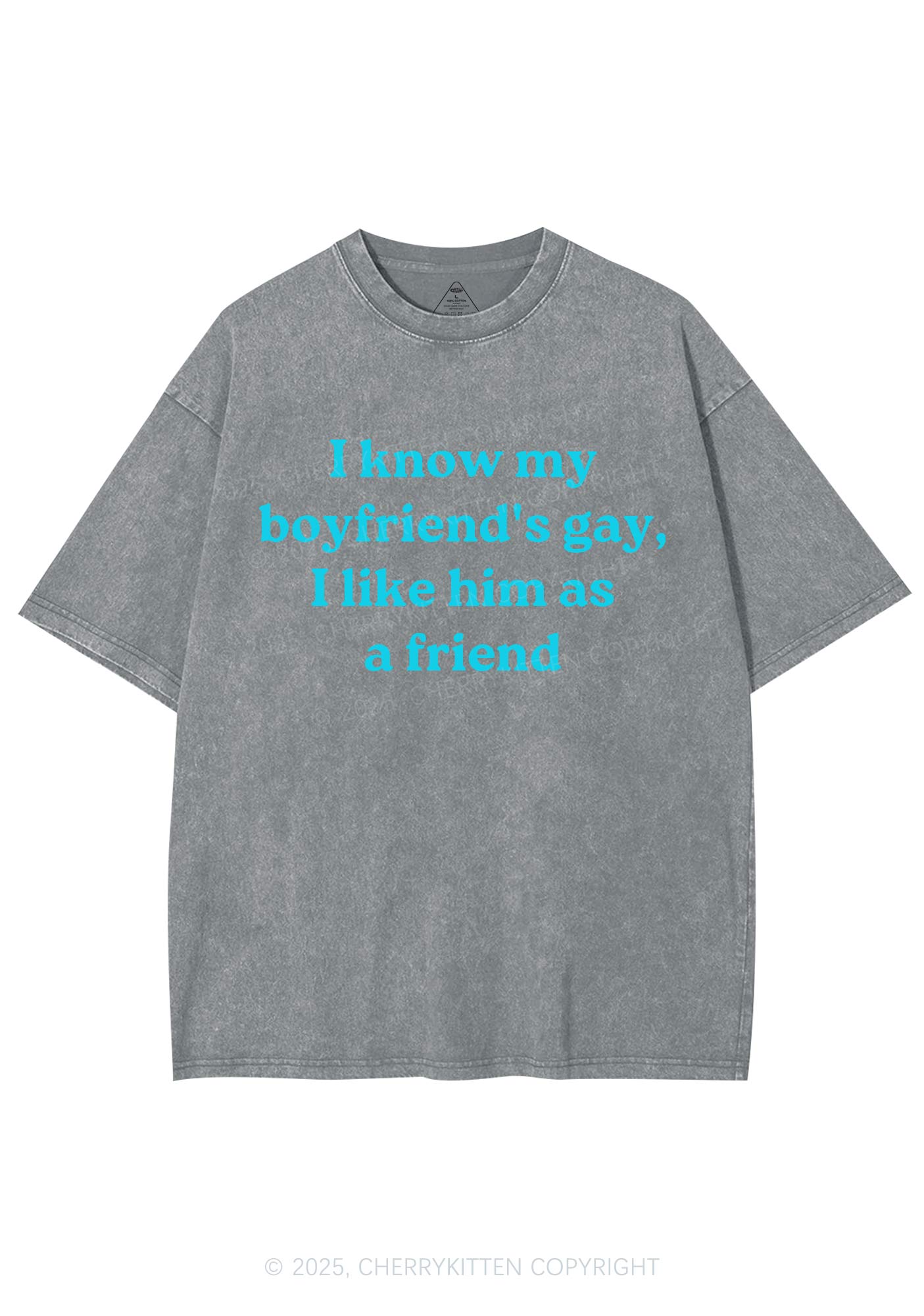 I Know My BF Is Gay Pride Y2K Shirts Washed Tee Cherrykitten