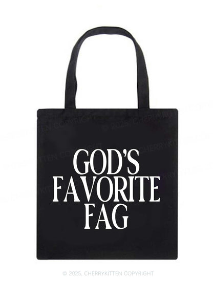 Gods Favorite Fag Pride Y2K Canvas Tote Bag Cherrykitten