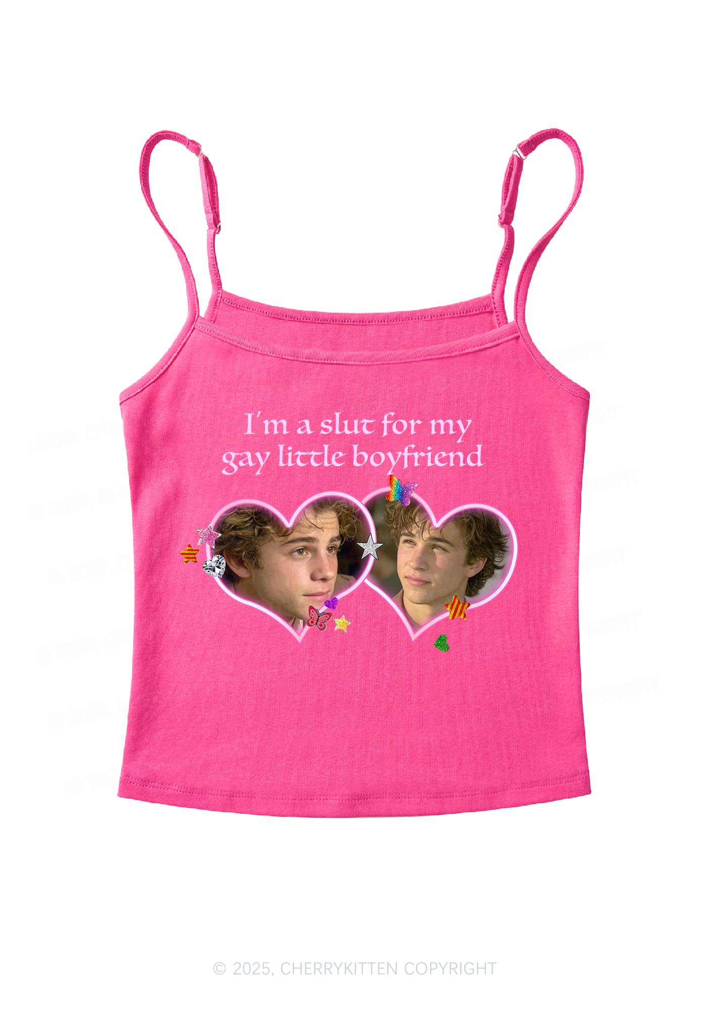 Custom Slxt Gay BF Photo Y2K Spaghetti Strap Cami Cherrykitten