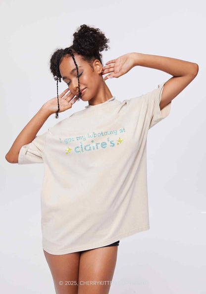 Rhinestone I Got My Lobotomy At Claires Y2K Shirts Washed Tee Cherrykitten