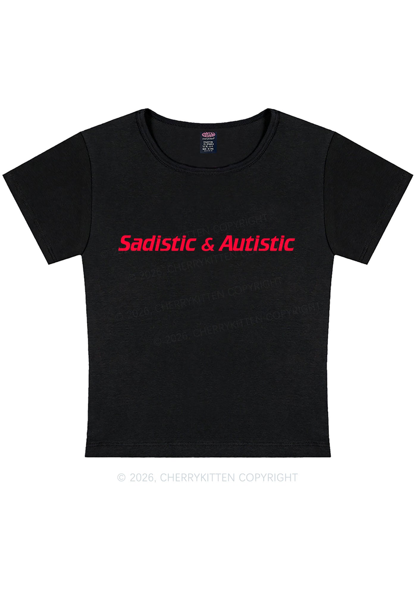 Sadistic Autistic Y2K Baby Tee Cherrykitten