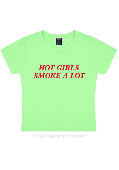 Hot Girls Smoke A Lot Y2K Baby Tee Cherrykitten
