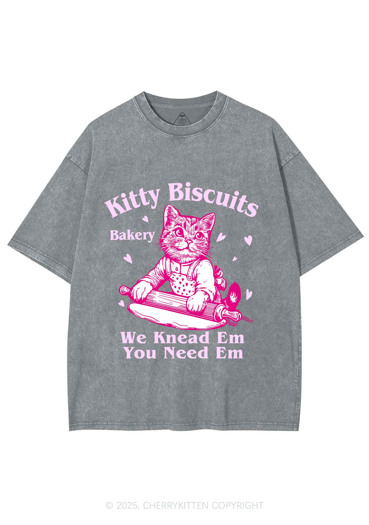 Kitten Biscuits Bakery Valentine's Day Y2K Shirts Washed Tee Cherrykitten
