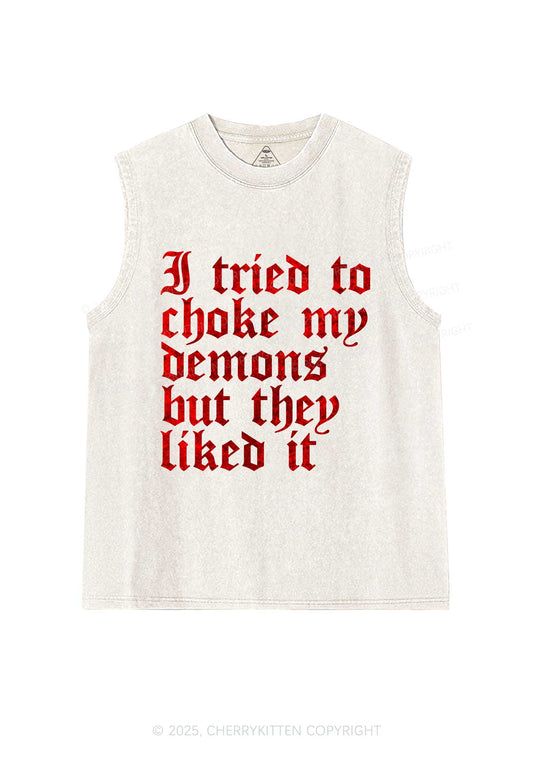 Halloween Choke Demons They Liked Y2K Washed Muscle Tank Cherrykitten
