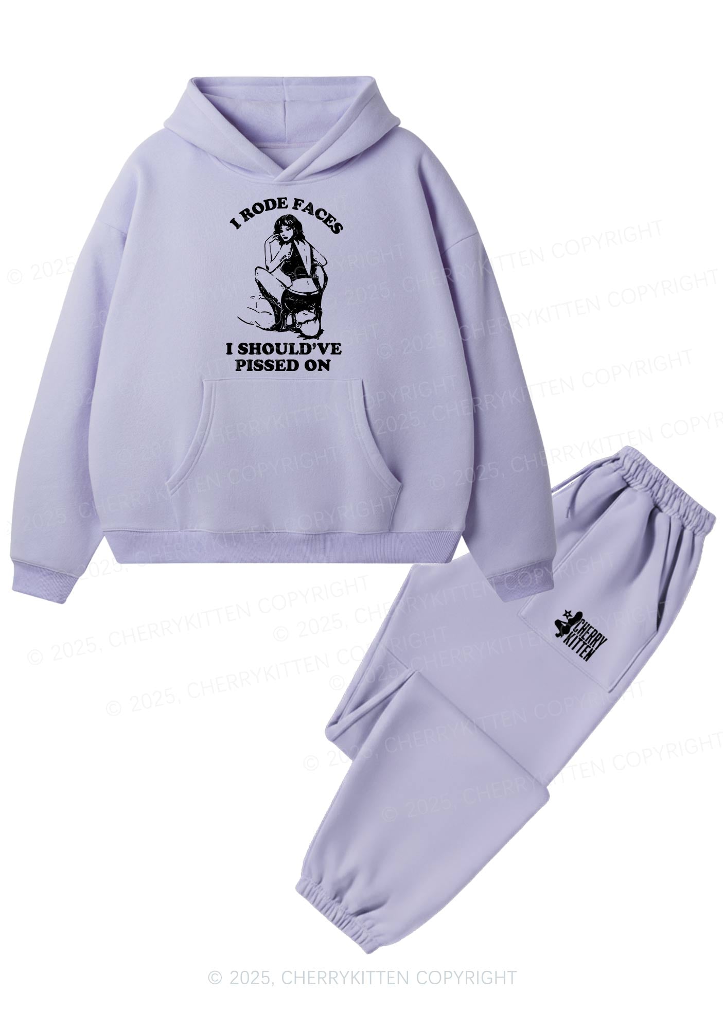 I Rode Faces Y2K Fleece Hoodie Set Cherrykitten