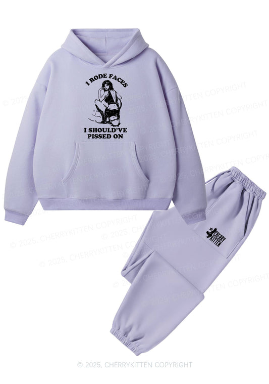 I Rode Faces Y2K Fleece Hoodie Set Cherrykitten