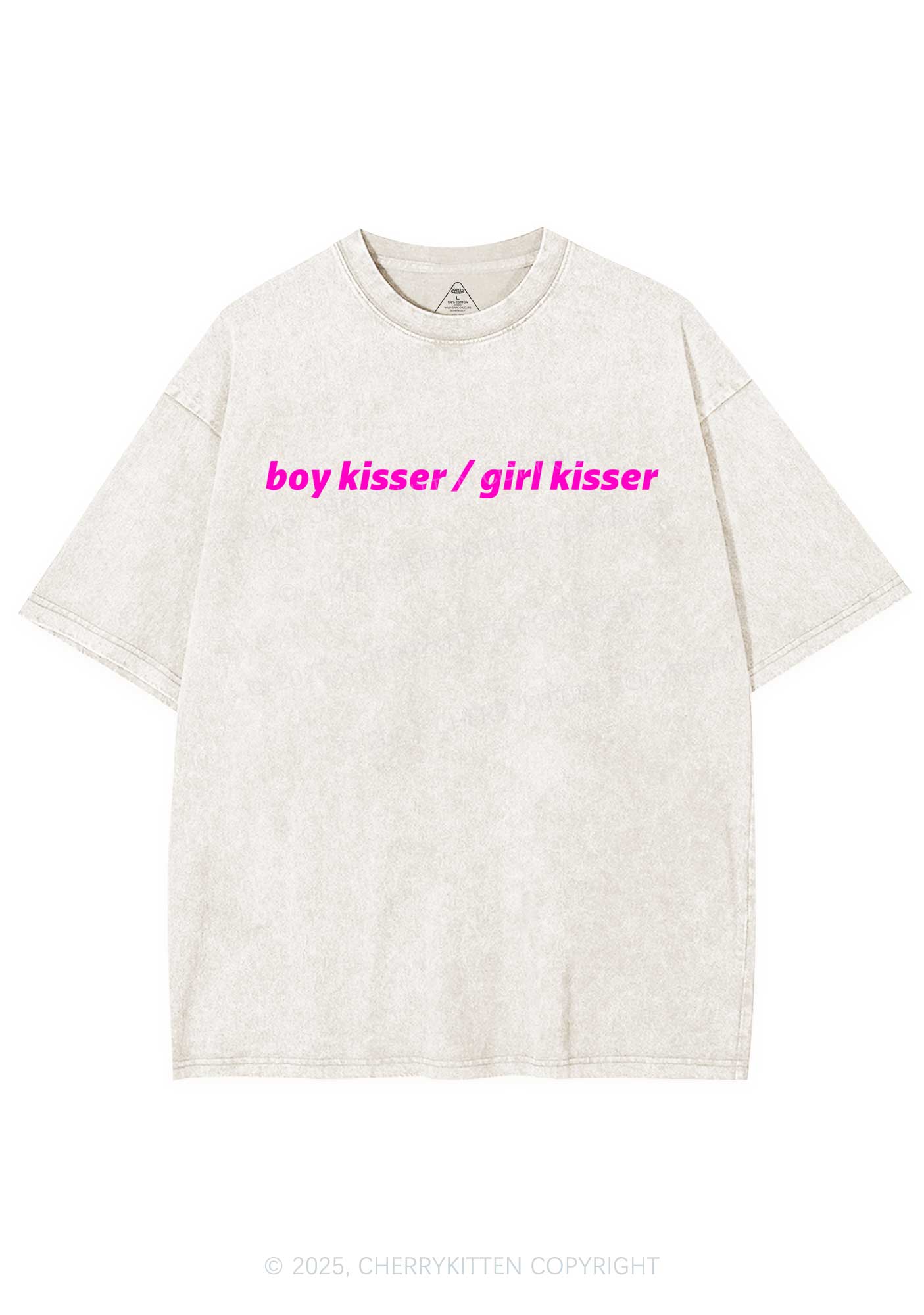 Boy Kisser Girl Kisser Pride Y2K Shirts Washed Tee Cherrykitten
