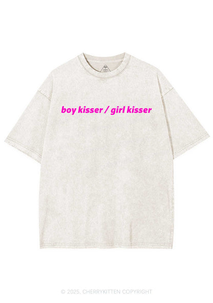 Boy Kisser Girl Kisser Pride Y2K Shirts Washed Tee Cherrykitten