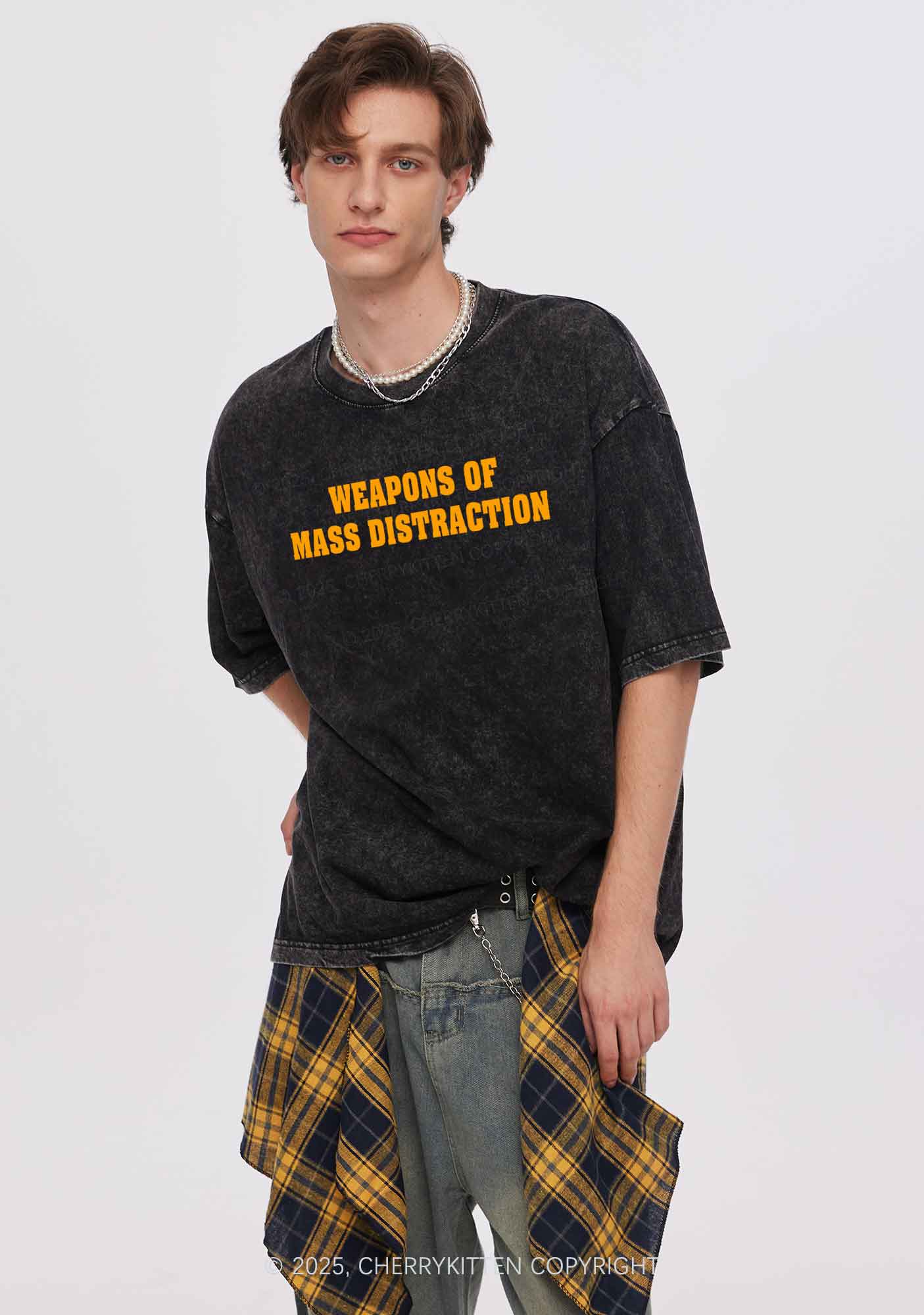 Weapons Of Mass Distraction Y2K Shirts Washed Tee Cherrykitten