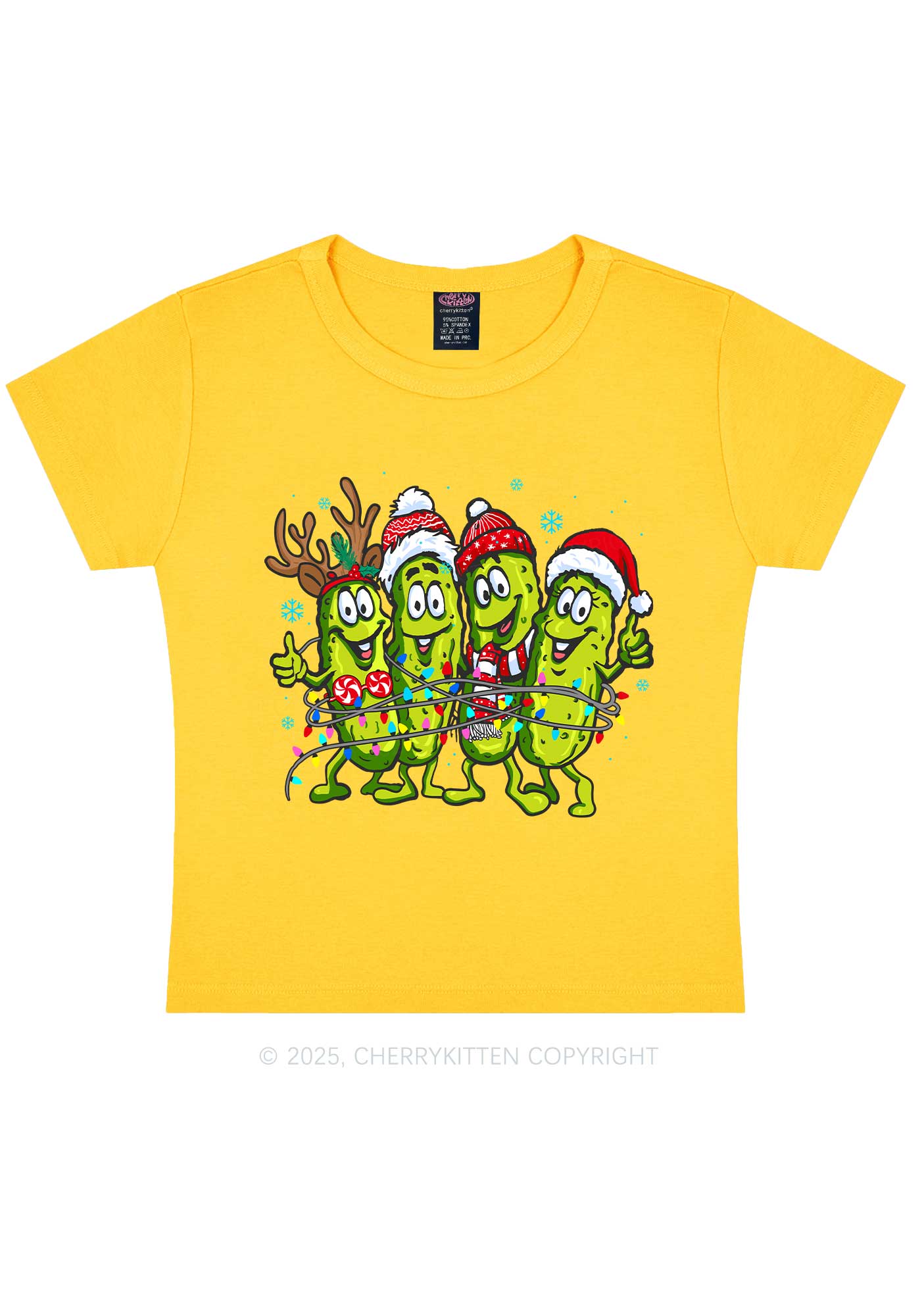 Christmas Cheerful Pickles Y2K Baby Tee Cherrykitten