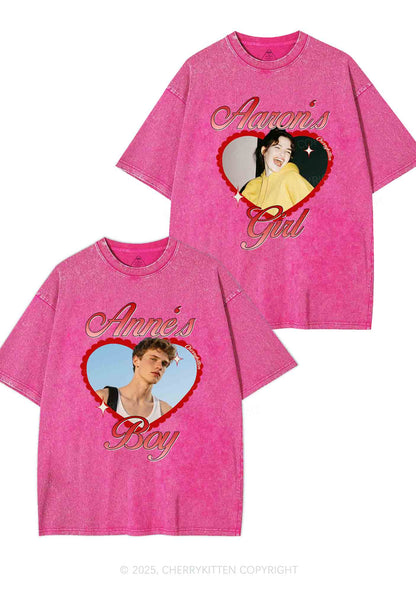 Custom Photo Heart Graphic Y2K Valentine's Day Washed Tee Cherrykitten