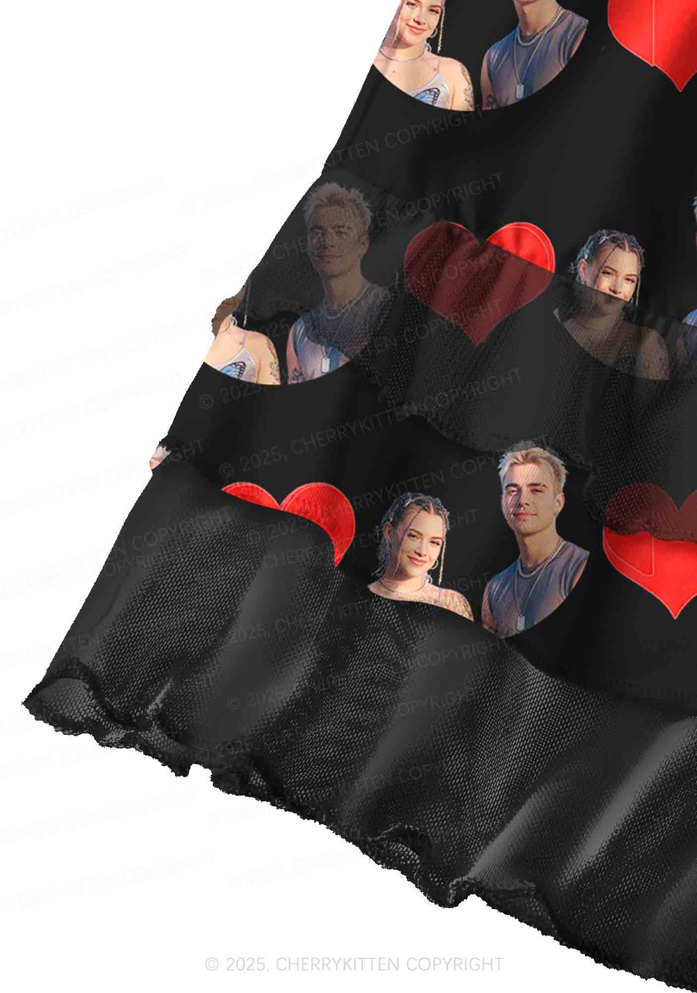 Custom Couple Photo Valentine's Day Y2K Print Mini Layered Skirt Cherrykitten
