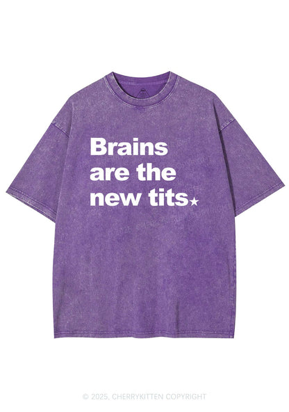 Brains Are New Txts Y2K Shirts Washed Tee Cherrykitten