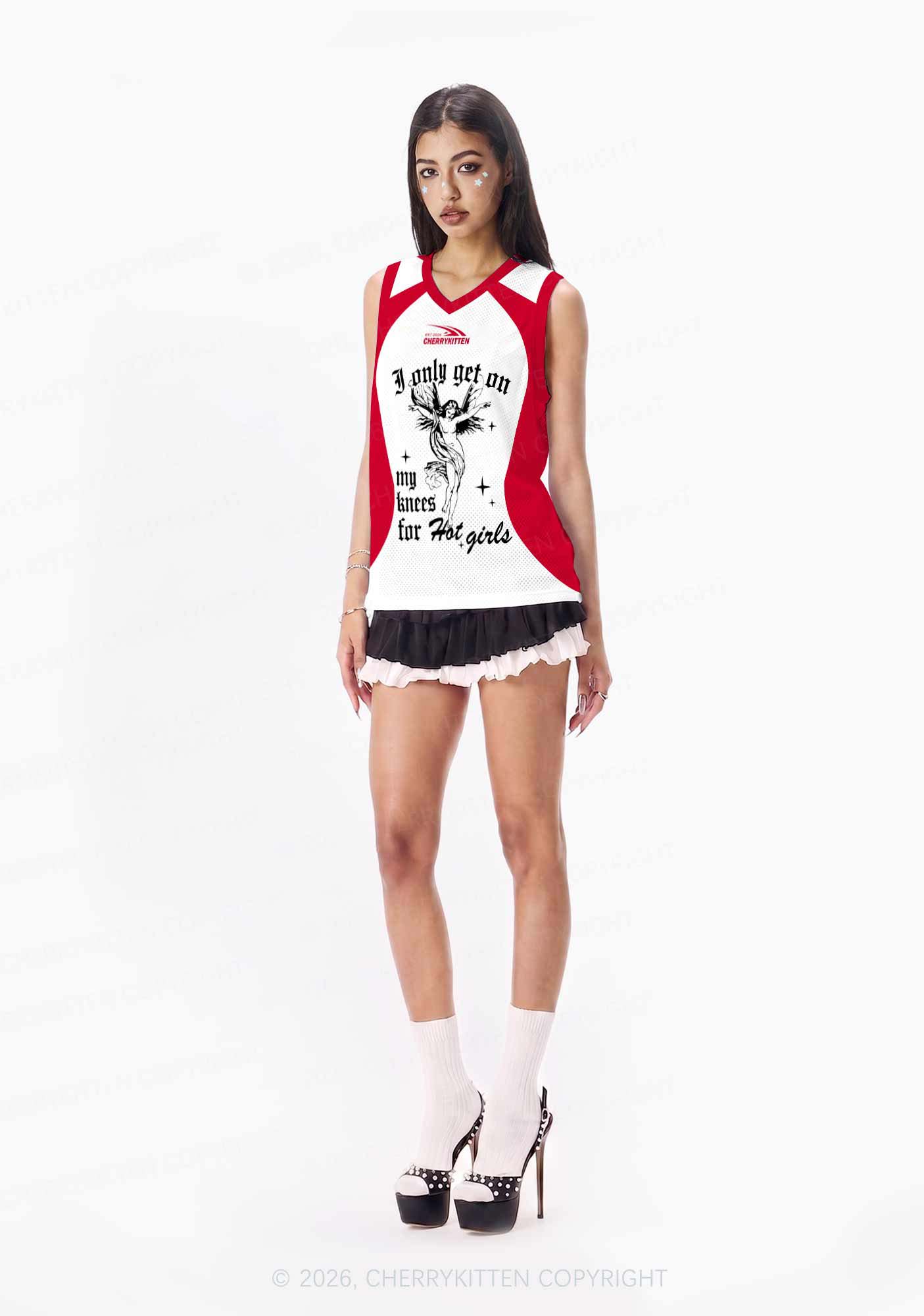 Get On My Knees For Hot Girls Pride Y2K Sport Jersey Tank Cherrykitten