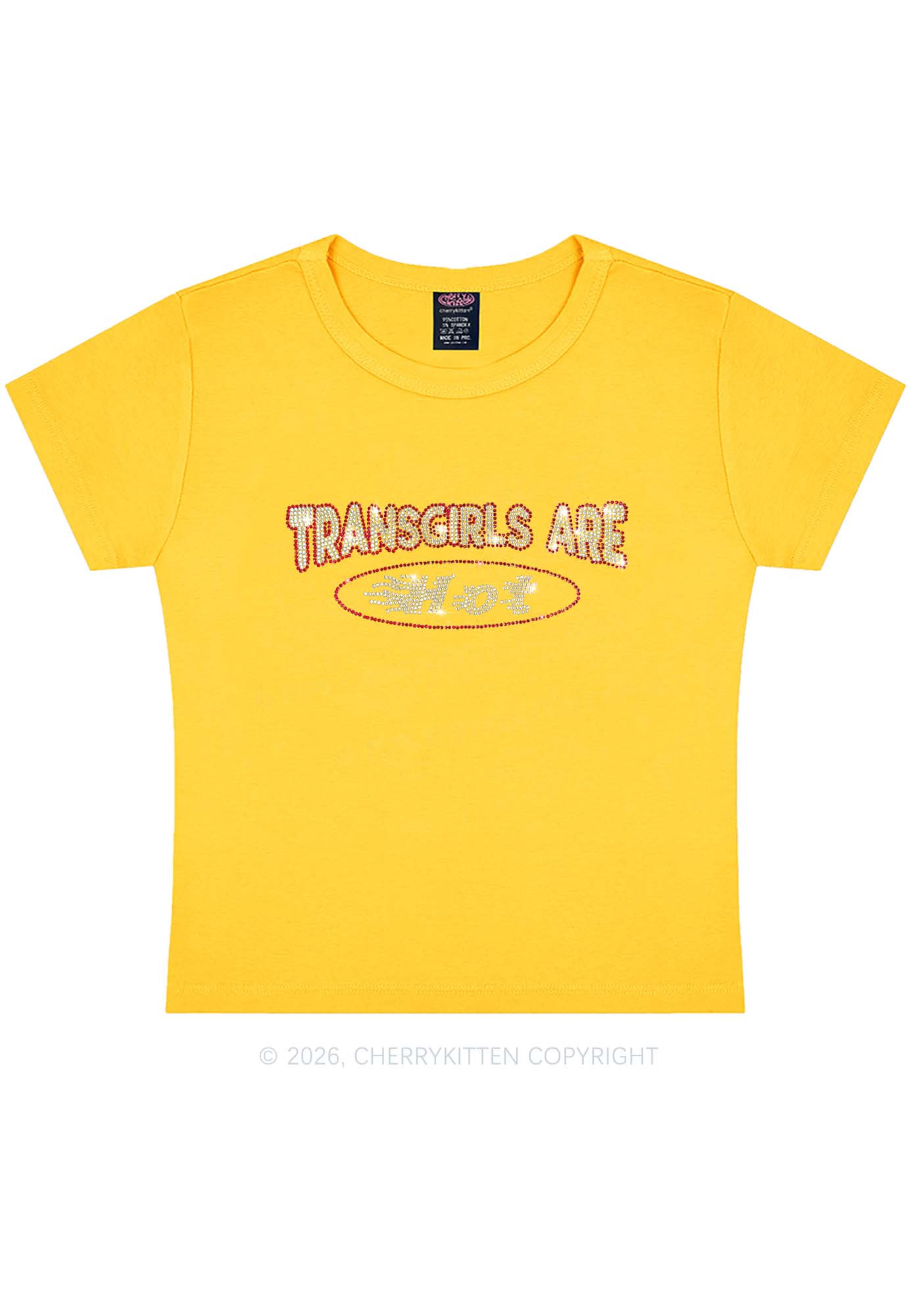 Rhinestone Transgirls Are Hot Pride Y2K Baby Tee Cherrykitten