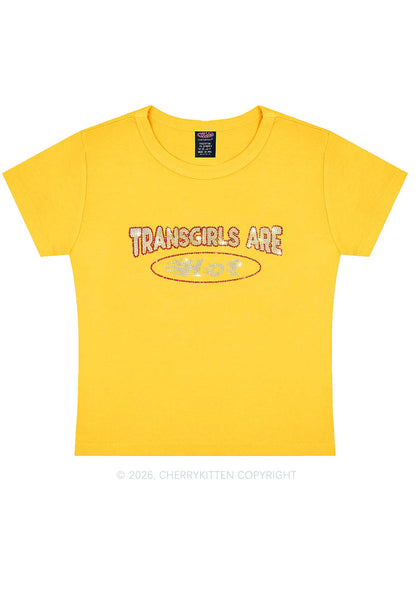 Rhinestone Transgirls Are Hot Pride Y2K Baby Tee Cherrykitten