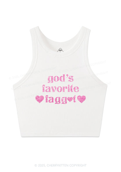 Glitter Gods Favorite Faggot Pride Y2K Crop Tank Top Cherrykitten