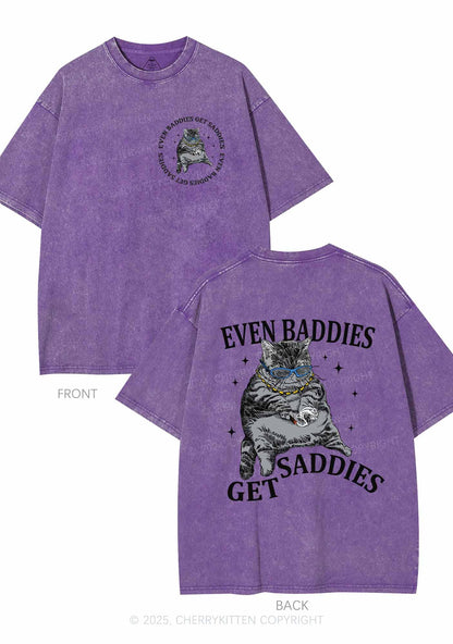 Even Baddies Get Saddies Two Sides Y2K Shirts Washed Tee Cherrykitten