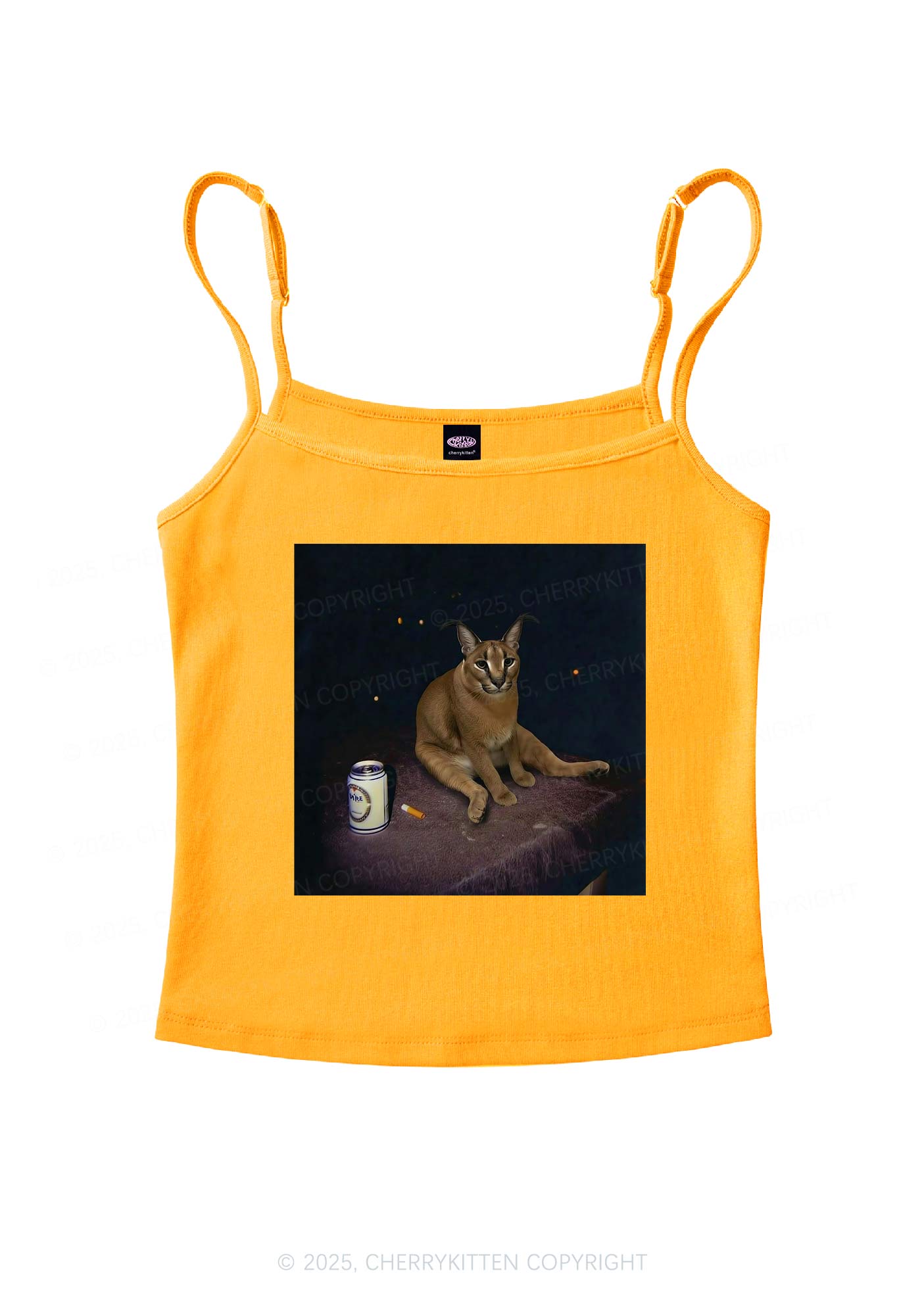 Drinking Floppa Y2K Spaghetti Strap Cami Cherrykitten