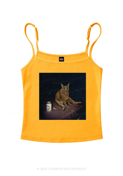Drinking Floppa Y2K Spaghetti Strap Cami Cherrykitten