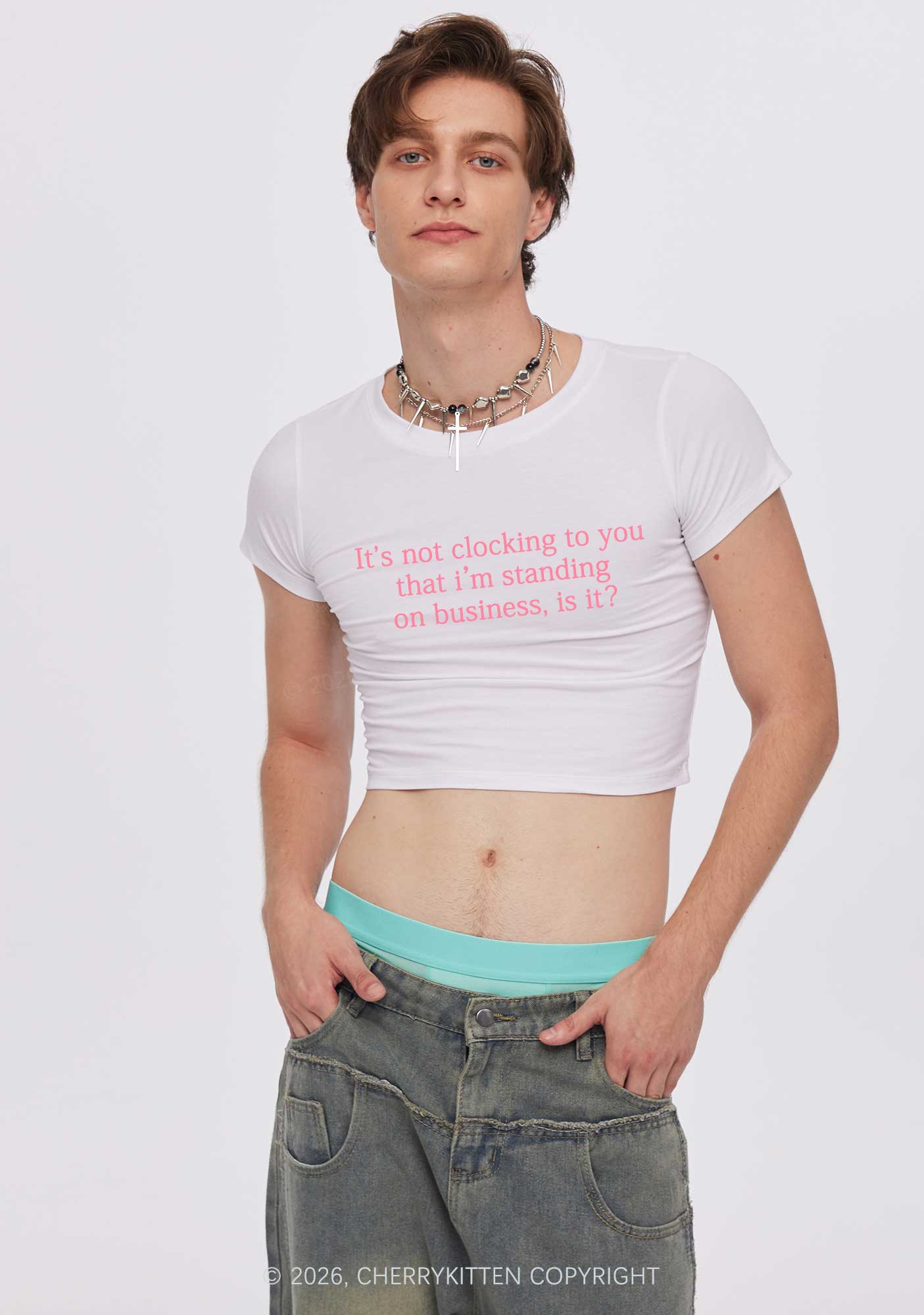 Standing On Business Y2K Baby Tee Cherrykitten