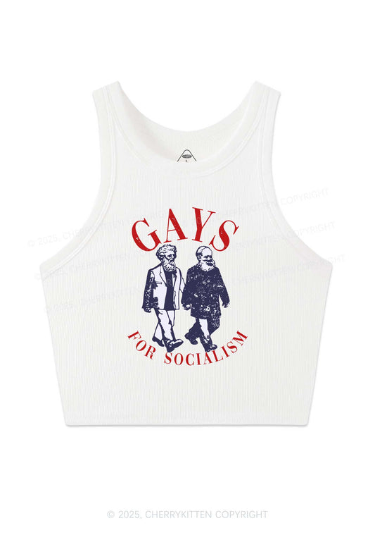 Gays For Socialism Pride Y2K Crop Tank Top Cherrykitten
