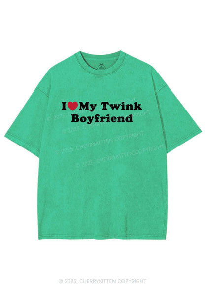 I Love My Twink BF Pride Y2K Shirts Washed Tee Cherrykitten